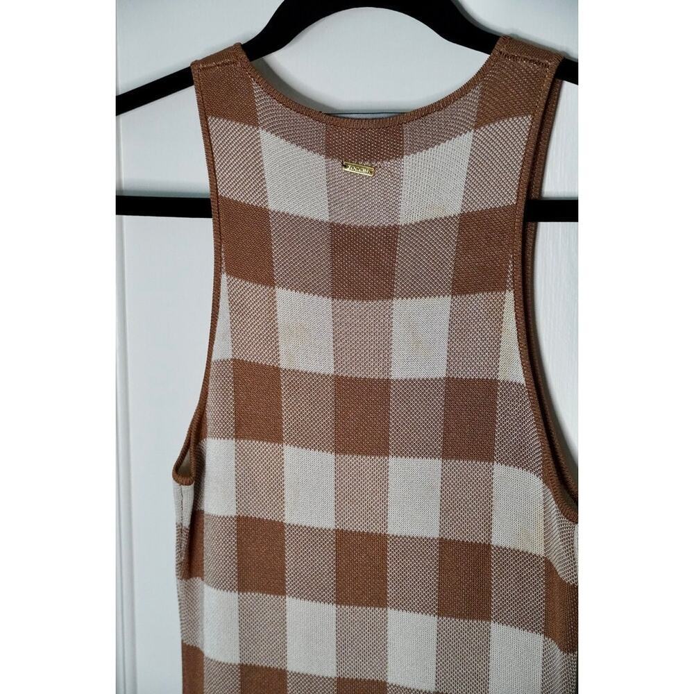 TOCCIN Emerson Midi Dress Sleeveless Gingham Check Knit Brown White Size XS - Picture 8 of 10